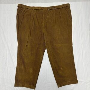 Lanvin Big & Tall Pants Men 54B Brown Corduroy Belted Custom 24" Inseam Designer